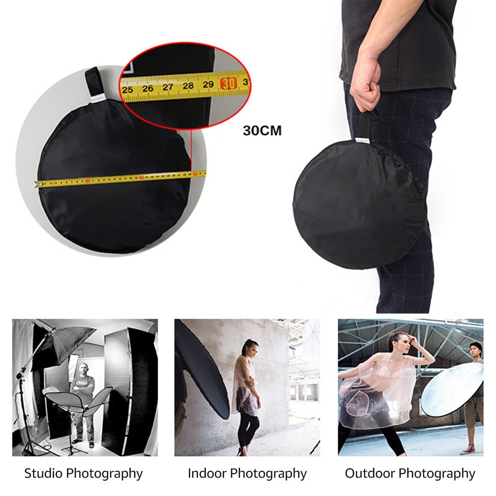 Reflector de iluminación portátil 5 en 1 de 80cm con bolsa de almacenamiento portátil para fotografía en interiores y exteriores