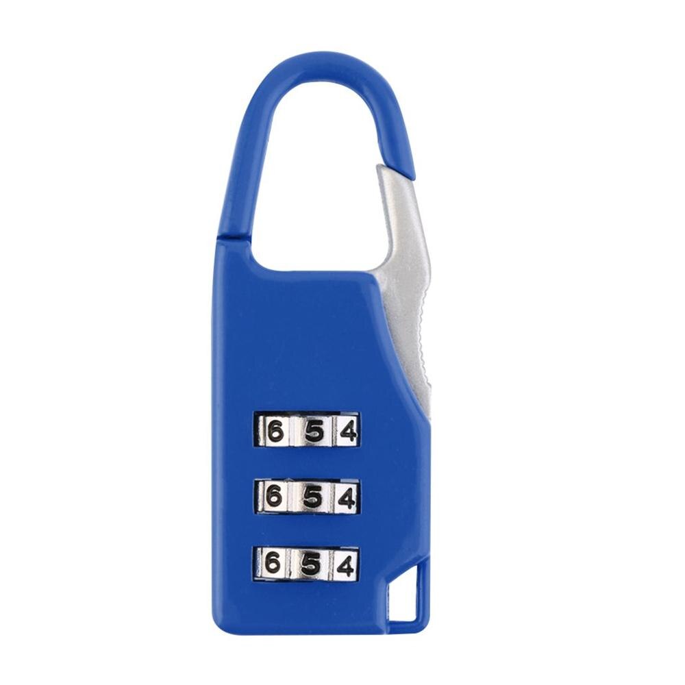 Security 3 Combination Travel zinc alloy Suitcase Luggage Bag Jewelry Boxes Tool Chests Code Lock Zipper Padlock: BLUE