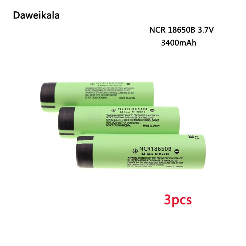 Daweikala For Original Japan imports 18650 battery NCR18650B 3.7V 3400mAh battery Rechargeable Li-ion 3.7v battery