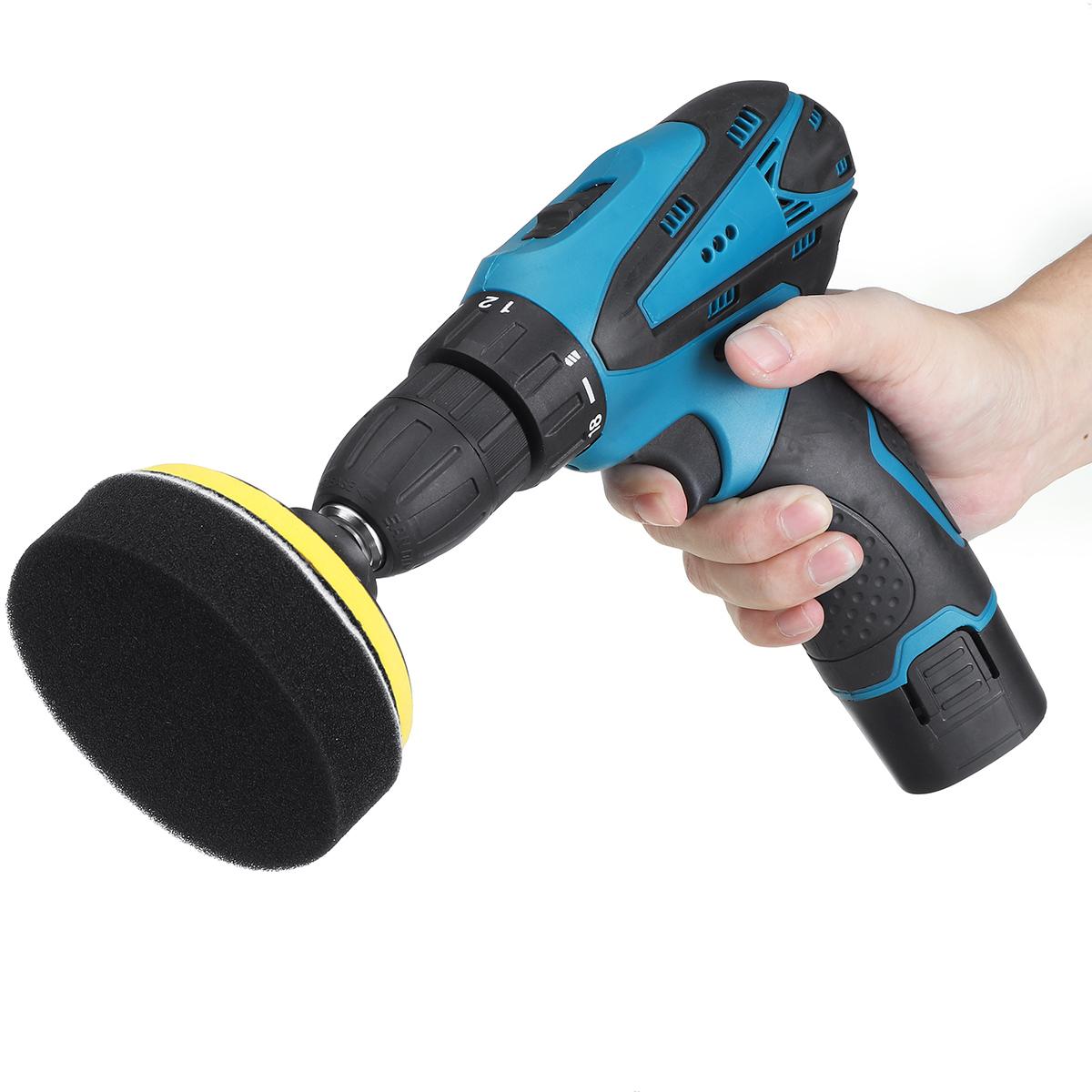 Wolike 2 IN 1 Electric Polishing Machine Car Polisher Rechargeable Grinding Machine Electric Drill Power Tools with 2 Battery