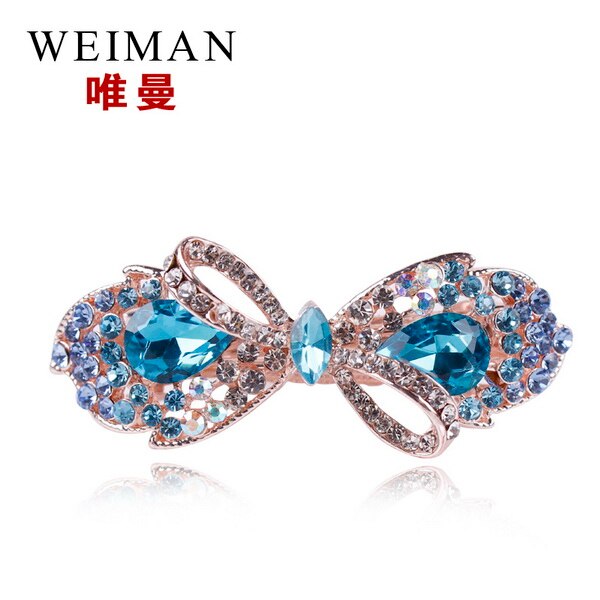 Weimanjingdian arco/doces cristal strass grampos de cabelo, grampos de noiva, joias de cabelo