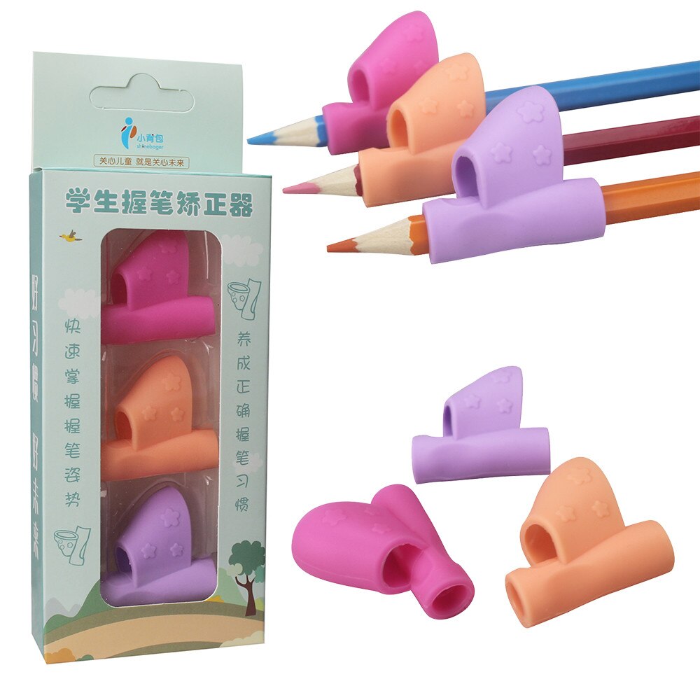 3pcs Children Writing Pencil Pan Holder Kids Learning Practise Silicone Pen Aid Grip Posture Correction Device For Students #W