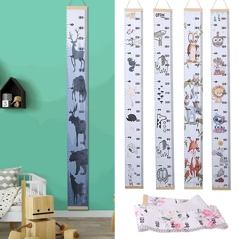 Nordisk stil tegneserie dyr børn højde måle lineal væg hængende type børn vækst diagram tabel hjem dekoration til børn dreng pige
