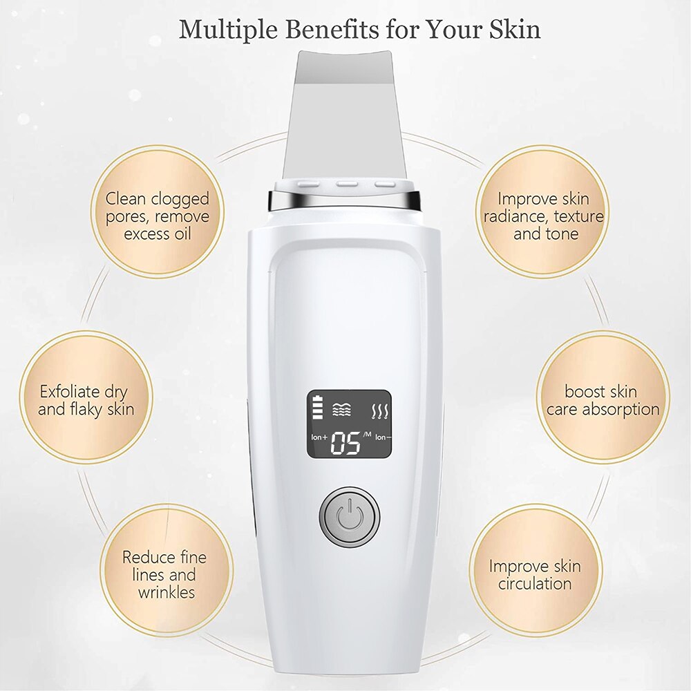 Electric Ultrasonic Skin Scrubber Blackhead Pimple Remover Pore Cleaning Face Peeling Tools EMS Massage Face Lifting Machine