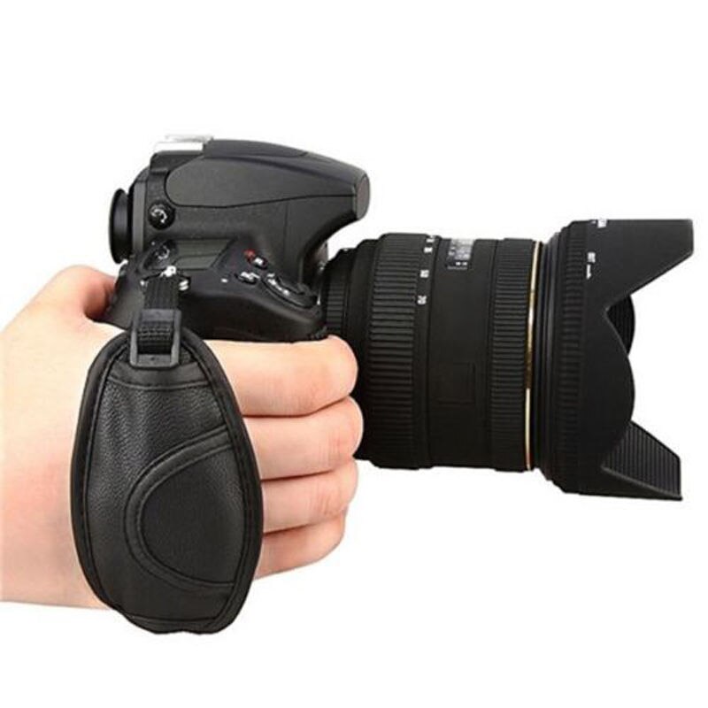 Black Leather Soft Camera Wrist Belt for Canon Nikon Sony Olympus