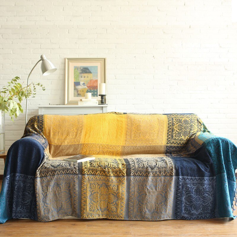 Etnische Chenille Plaid Bank Deken Gooi Gewogen Gebreide Gooi Deken Op Couch Vintage Tapijt Wandtapijt Sofa Cover Sprei