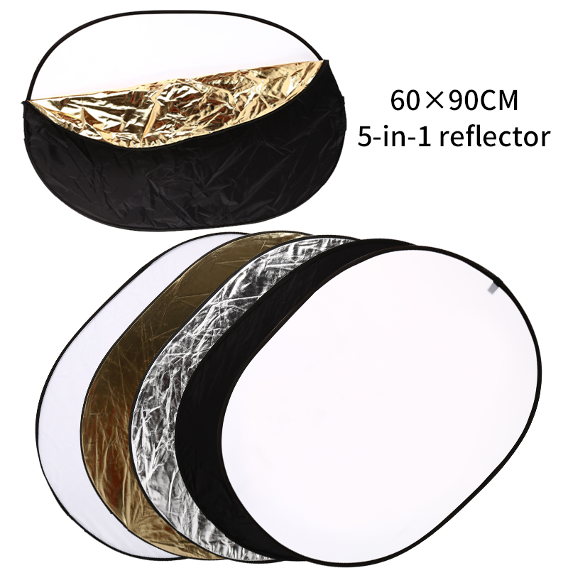60X90 Cm 5 In 1 Draagbare Inklapbare Oval Light Reflector Flash Accessoires Voor Fotografie Studio Multi Photo Disc diffuers