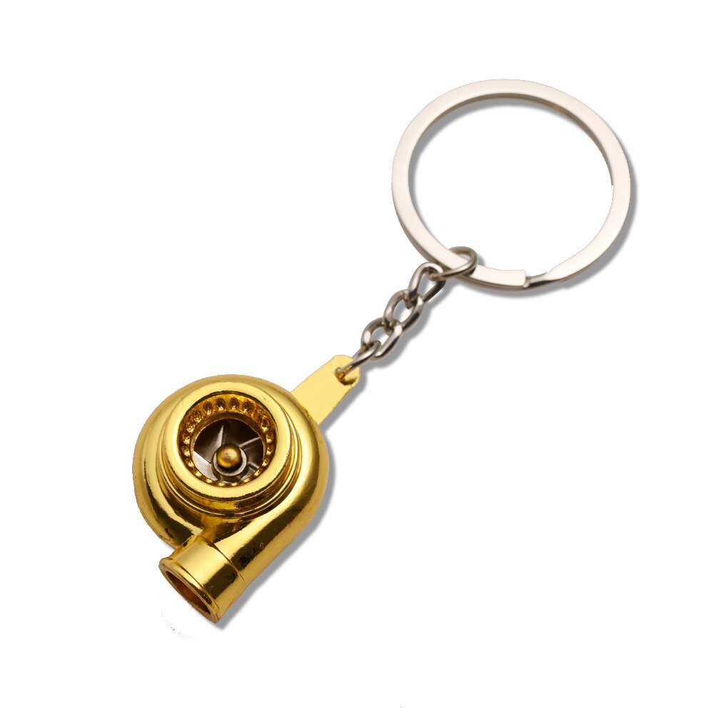 Turbo turbocharger sleutelhanger ringen sleutelhanger sleutelhanger fluitgeluid metalen sleutelhanger chroom gepolijst brons zwart: Goud