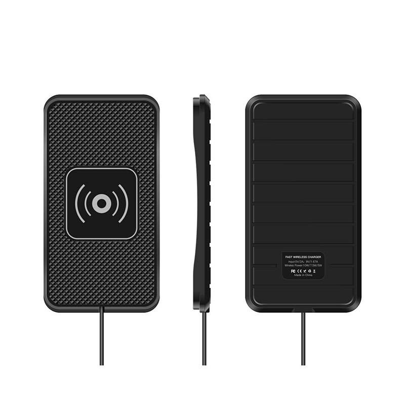 Compacte Draadloze Snelle Lader Autolader Auto Opladen Mat Stand Draadloos Opladen Dock Pad Voor Smartphone Anti-Uitglijden Shock