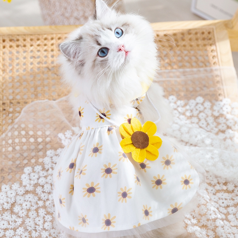 Lyx Hundkläder Hund Solrosklänning Sommar Hundkostymer Chihuahua Bichon Kjole
