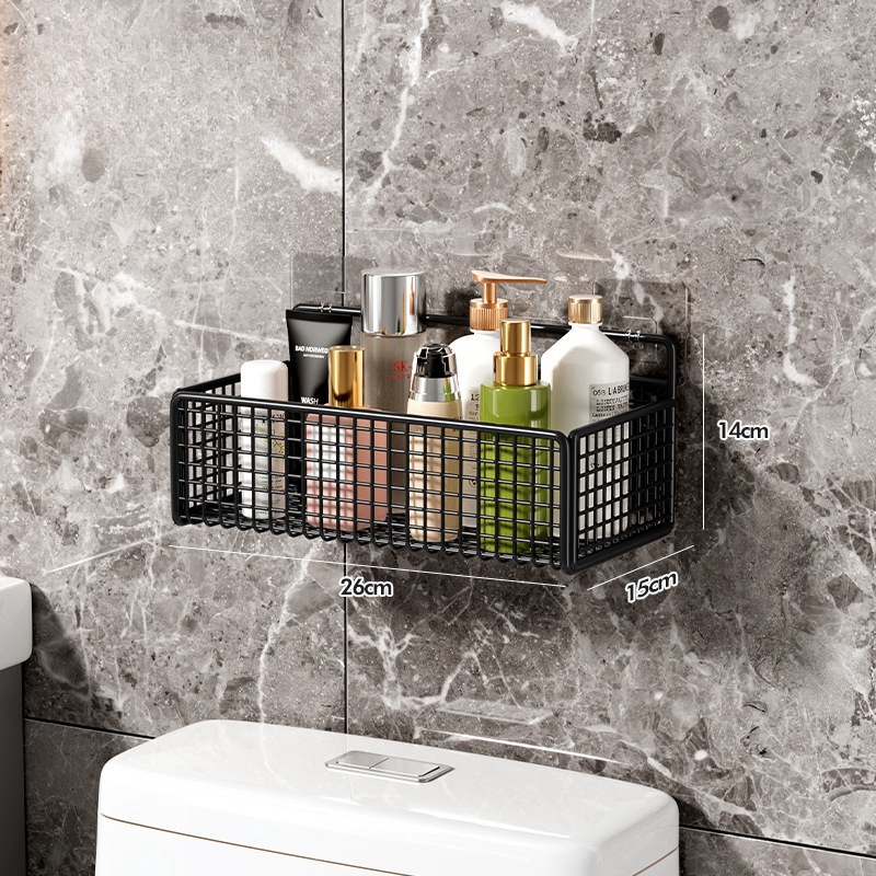 Organizador de baño, organizador de artículos de tocador multifuncional, estante de baño sin perforaciones, estante de almacenamiento de montaje en pared para baño y cocina: Morado