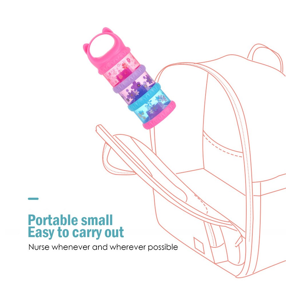 Mugoyrt 3 Layers Cute Portable Baby Food Storage Box Essential Cereal Cartoon Infant Milk Powder Box Toddle Snacks Container
