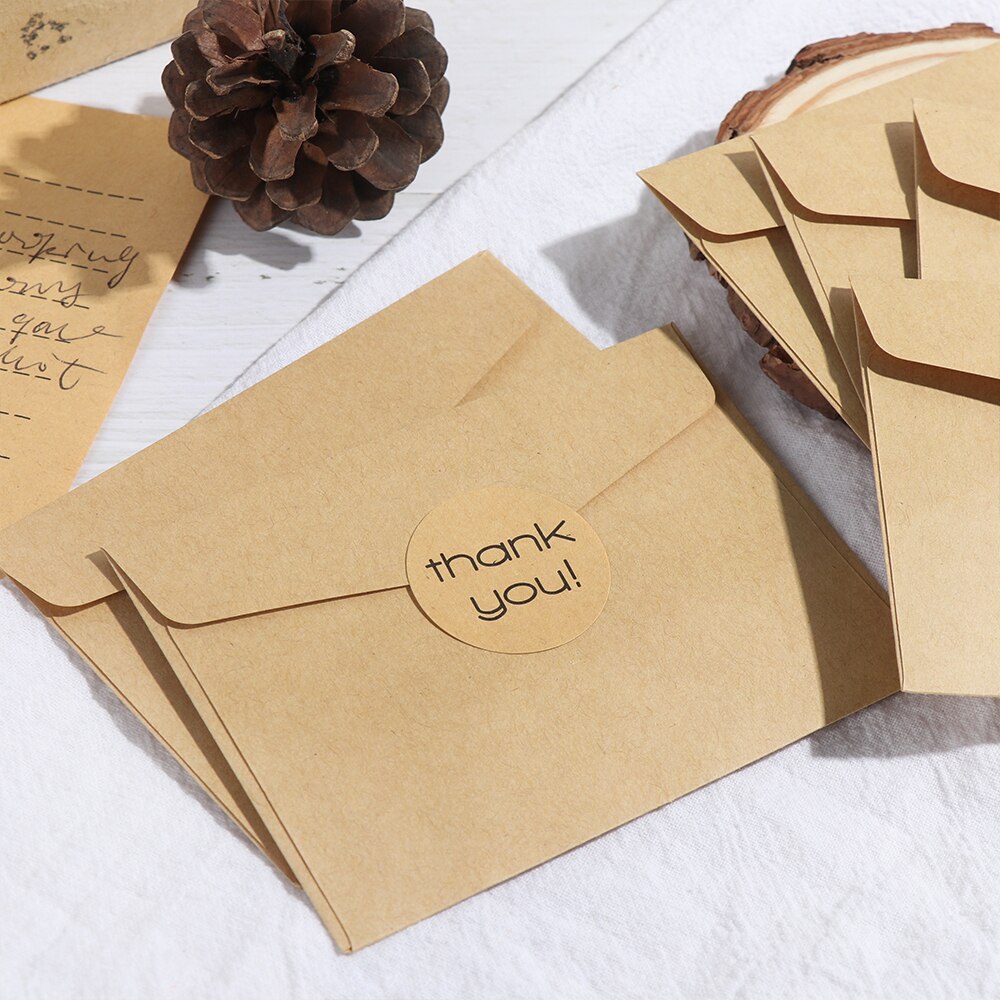 6 Styles Mixed Blank Thank you Cards Rustic Kraft Paper Craft Greeting Cards with Envelopes for Wedding Birthday Party