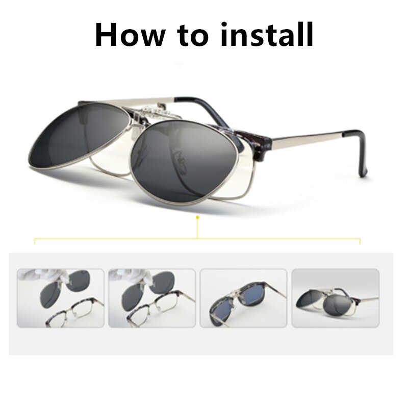 Driver goggles Detachable Night Vision Lens Driving Metal Polarized Clip On Glasses Sunglasses Glasses Car Driving