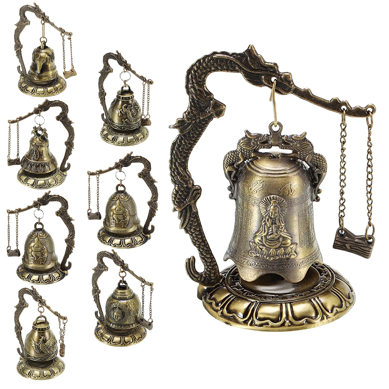 Bouddha chinois Dragon Fengshui cloche asiatique Oriental Zen Art Tibet pour la maison bureau décor bénédiction décoration