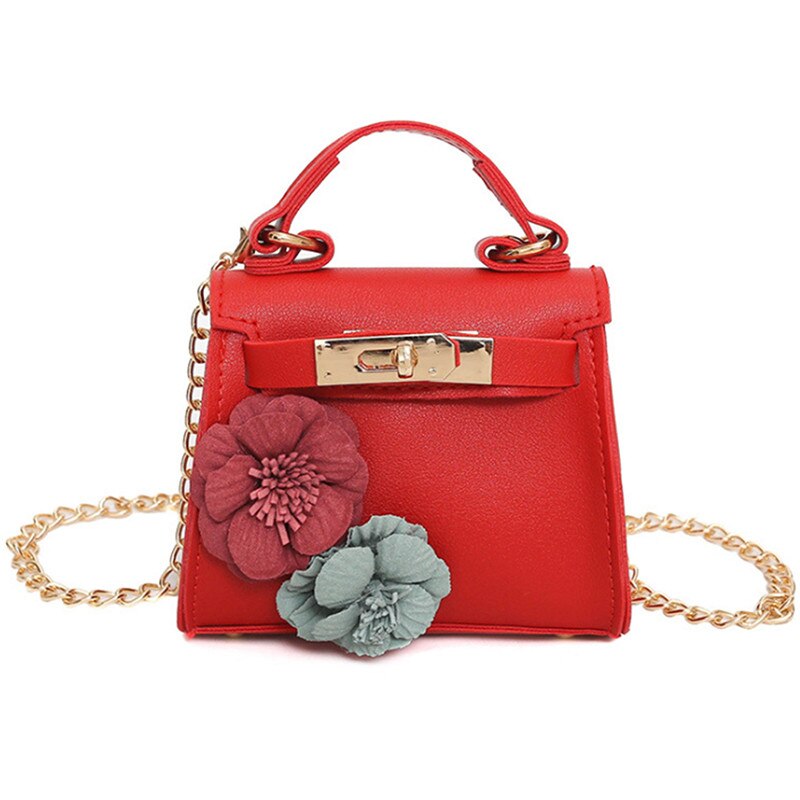 Vrouwen Mini Bloemen Handtas Schoudertas Keten Kleine Messenger Crossbody Tassen Coin Wallet: red