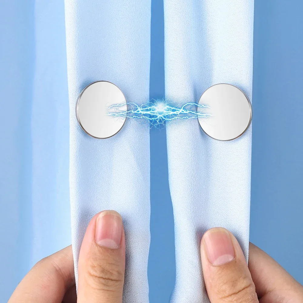 Clips de cortina magnéticos de doble cara con cierre magnético, soporte de plata fuerte, alfileres de hebilla, accesorios para cortinas, 1/20 pares