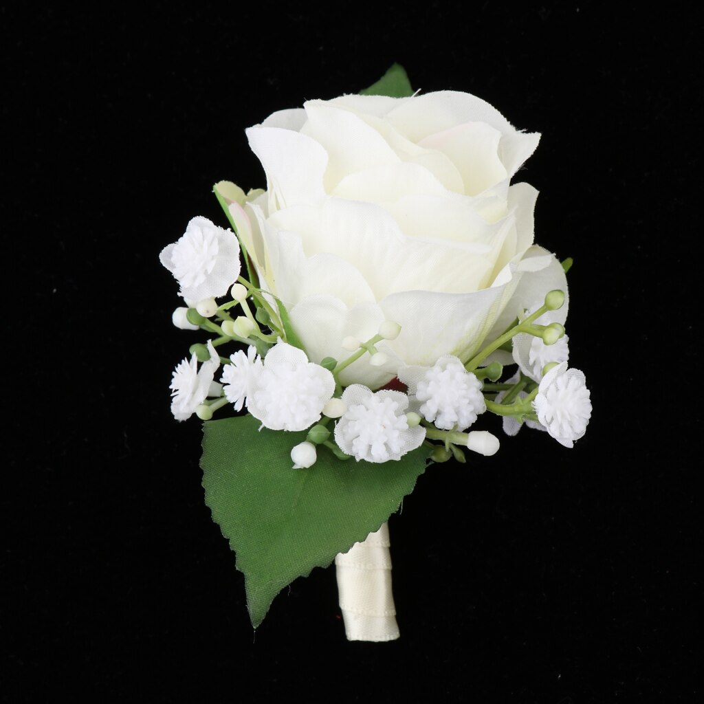 Boutonnière à trous de boutons, décoration pour costume de bal de mariage, fleur Rose du meilleur marié