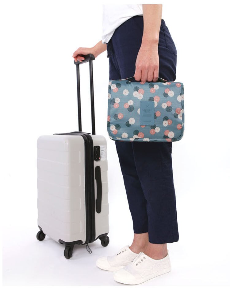 Stil afslappet praktisk rejsehængende kosmetikpose toiletartikler arrangør damer kvinder udgør pose