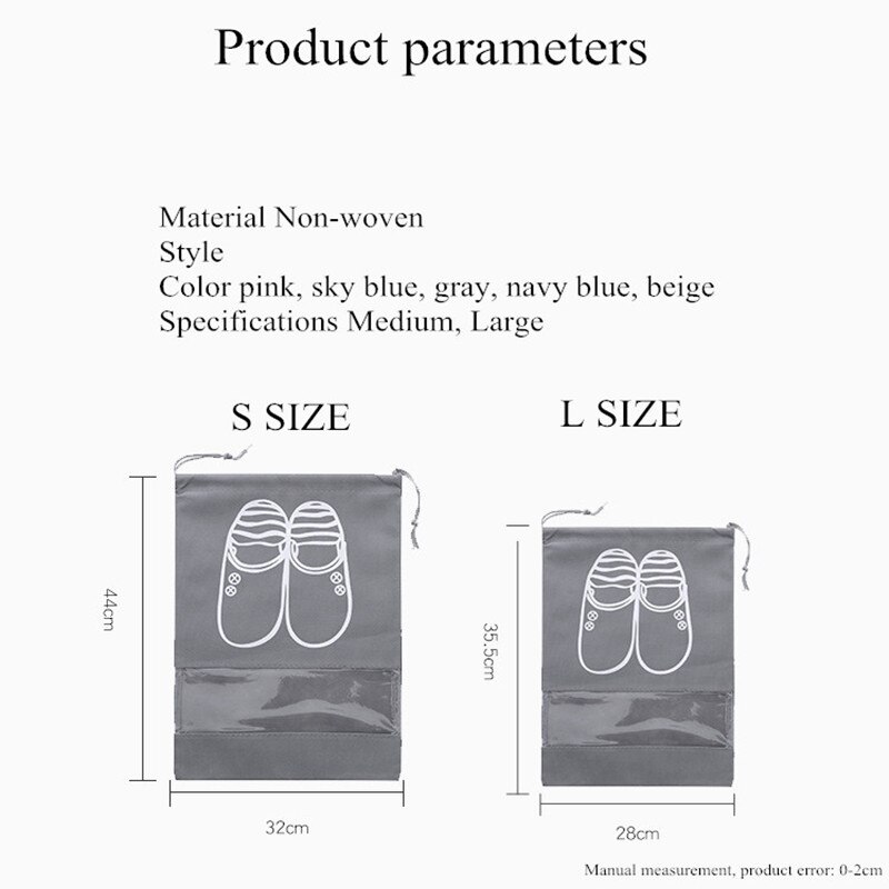 Bolsa con cordón ajustable, bolsa de almacenamiento de zapatos a prueba de agua, bolsa portátil de viaje, organizador no tejida Colada