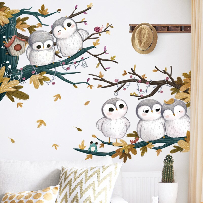 Cartoon Cute Animal Owl Wall Decoration Decals Kindergarten Classroom Children's Room Decoration Wall Stickers