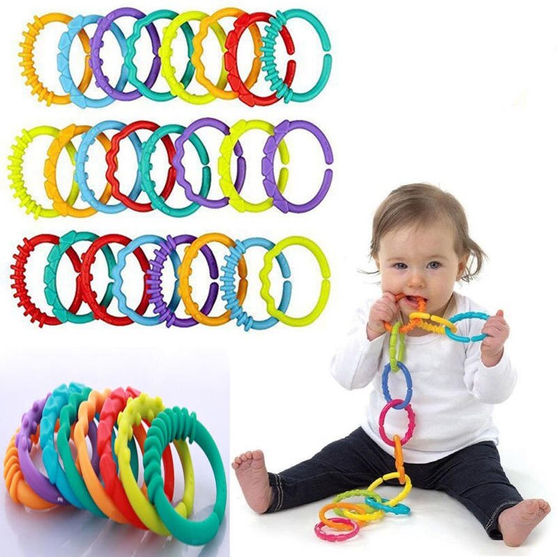 Niet Giftig Plastic Baby Baby Kids Kinderwagen Speelkleed Speelgoed Regenboog Bijtring Ring