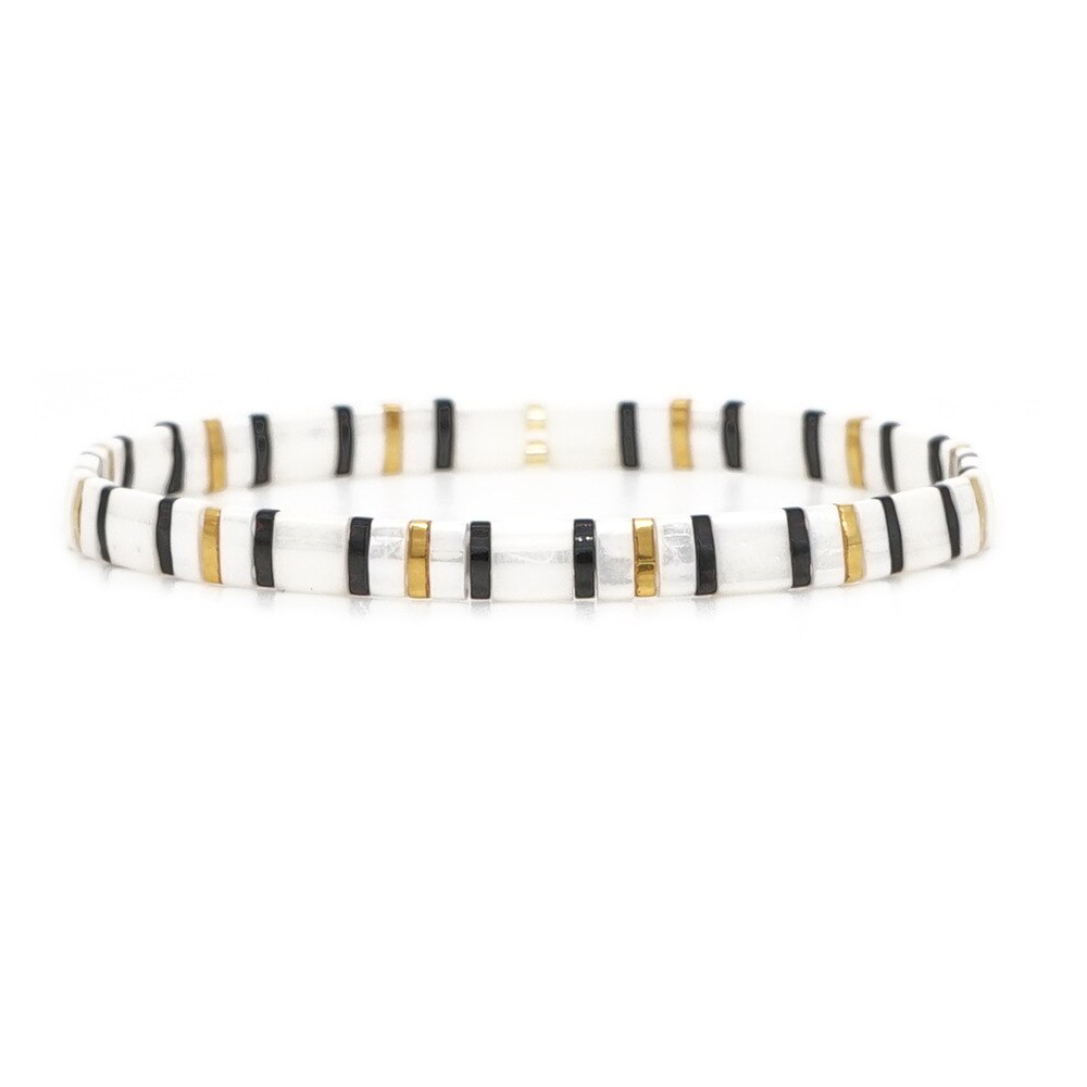 MIYUKI Tila Borda il Braccialetto Delle Donne di Colore A Mano Fai Da Te Fatti A Mano Boho Monili di Modo Amicizia Pulsera Braccialetto di Fascino Commercio All'ingrosso: Stripe Mix