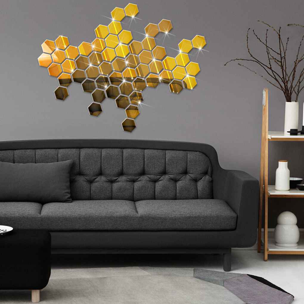 12 stk/sæt badeværelse spejl klistermærker selvklæbende effekt fliser aftagelige wallstickers hjemmekunst gør-det-selv værelser 3d indretning 100*85*50mm
