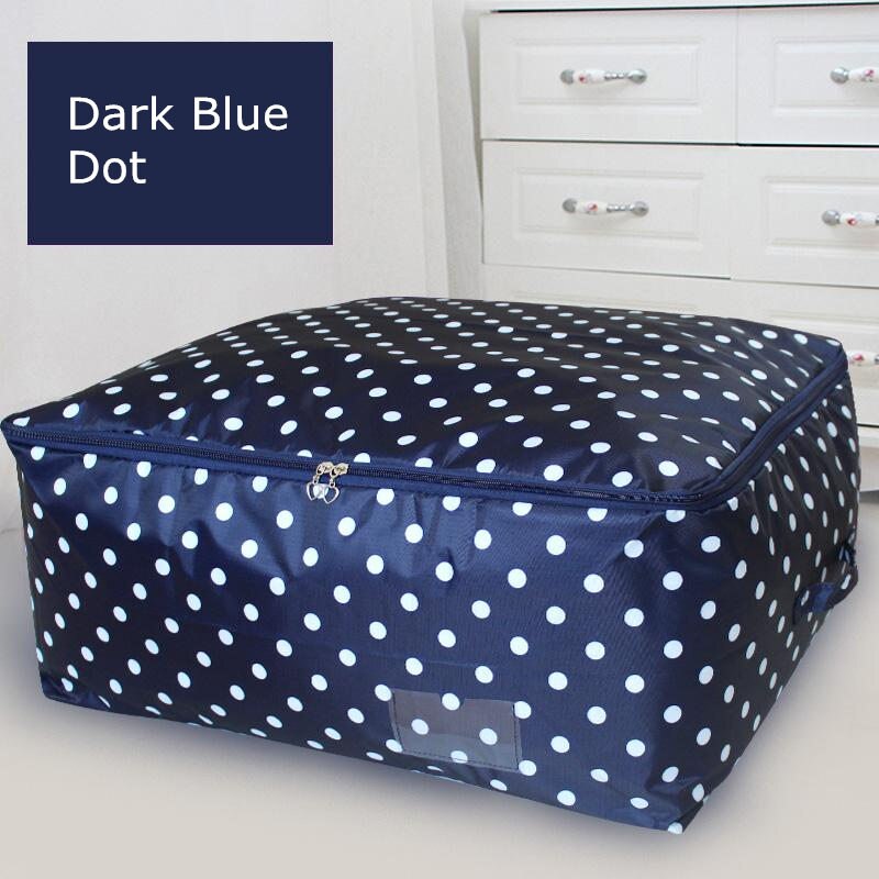 Halpa moderni pisteprintti vaatteiden säilytyspussi ml suurikokoinen oxford peittokaappi järjestäjä kontti organizador de armarios: Tummansininen piste / M noin 60 x 50 x 28cm
