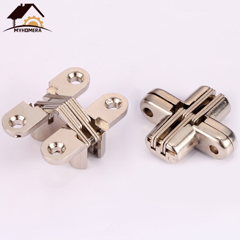 Myhomera 2Pcs 12x42MM Invisível Escondido Dobradiças Escondidas Barril Cruz Caixa De Madeira Dobradiça Da Porta Do Rolamento Para Dobrar mobiliário janela