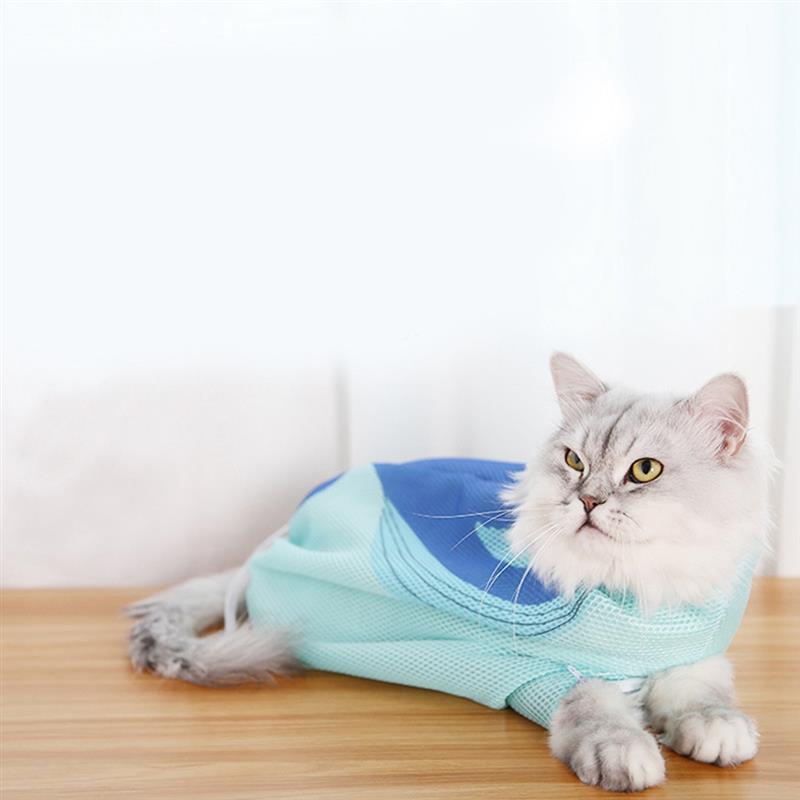 1pc Mesh Cat Bathing Bag Adjustable Breathable Cat Shower Bag Kitten Grooming Bag Pet Grooming Supplies For Cat Dog