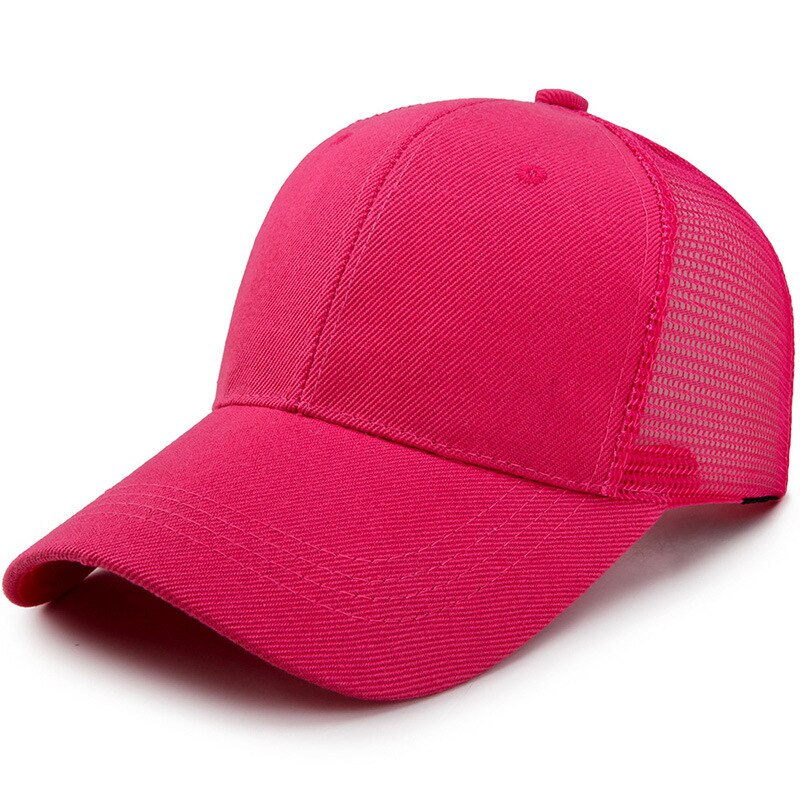 Men's Adjustable Mesh Back Cap Black Mesh Back Trucker Cap Snapback Hat: Rose-Mesh