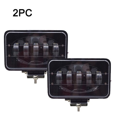 Barra de luces Led para coche foco de luz de trabajo de 6 pulgadas, 50W, 12V, 24V, lámpara de conducción por inundación para camión, remolque, SUV, camioneta, barco, 4x4, Moto: 2pcs black