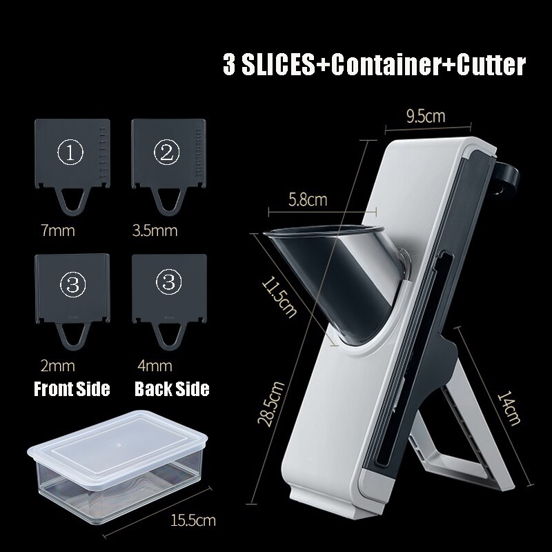 Multifunction Vegetable Cutter Adjustable Thickness Mandoline Slicer Safe Meat Food Veget Fruit Slice Cutter Kitchen Accessories: A blue