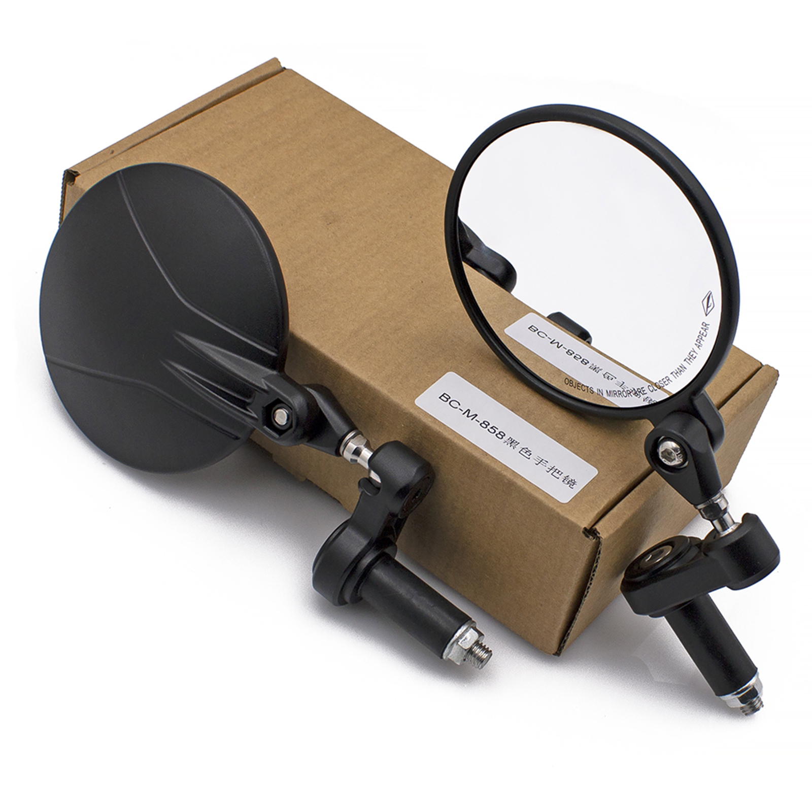 Universele 7/8 "Motorfiets Zwarte Ronde Handgreep Spiegel Aluminium Zwart Opvouwbare Handgreep Uiteinde Achteruitkijkspiegels