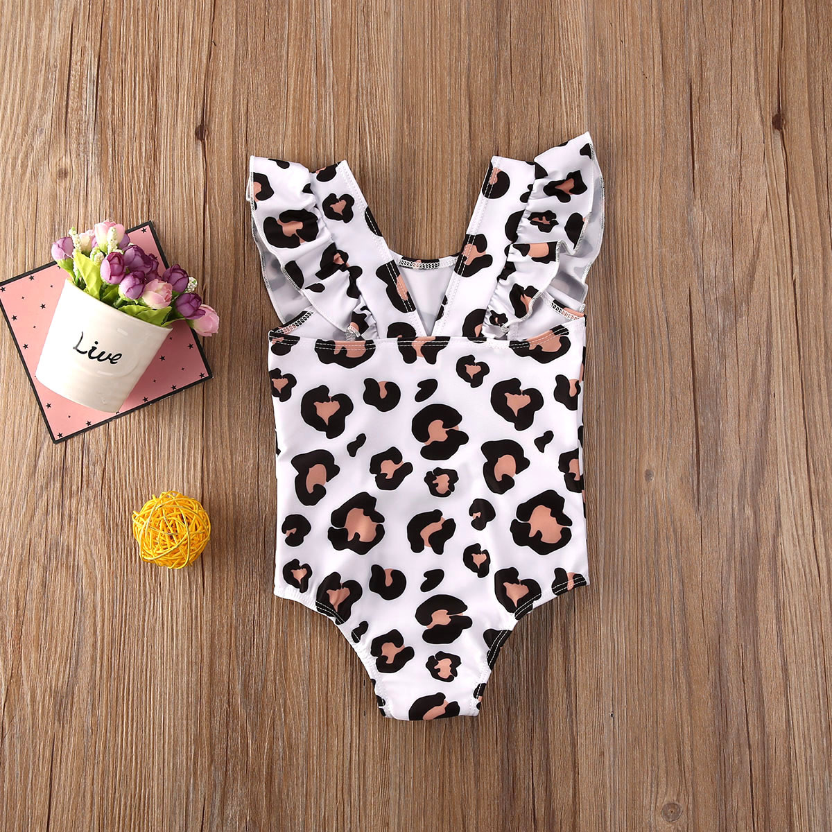 Sød toddler pige flæse leopard pote print badetøj et stykke børn badedragt svøm stranddragt til børn pige