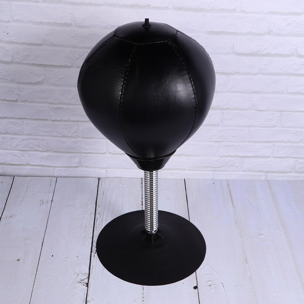 1 pc boksbal speelgoed stressverlichtende veerstandaard bureau oefengereedschap speelgoedset met zuignap voor school thuiskantoor: Zwart