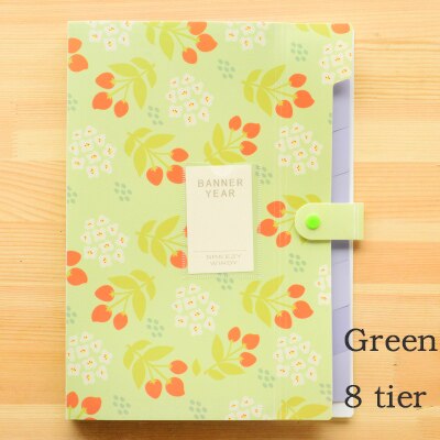 1pc Brand Waterproof Book A4 Paper File Folder Bag Accordion Style Document Rectangle Office Home School Color Random: Green 8 tier