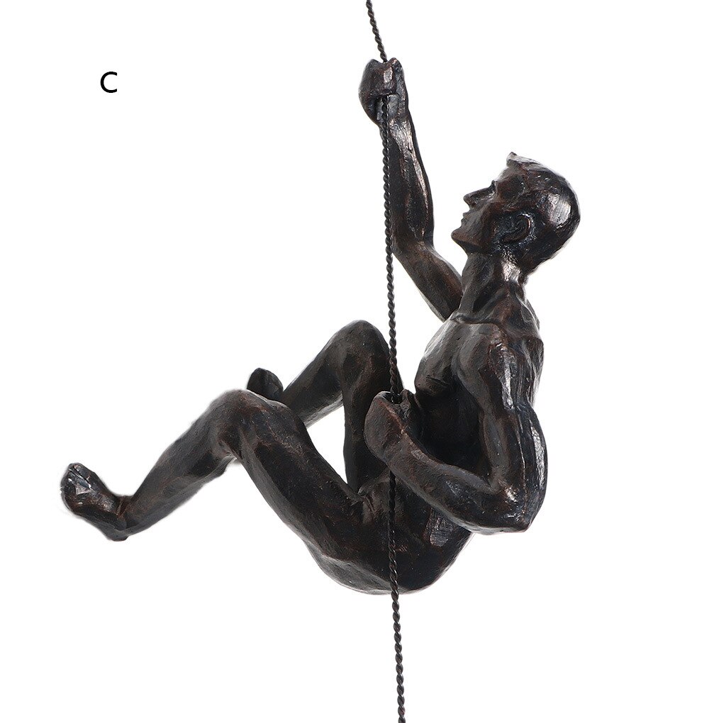 Aqumotic hængende klatre figurer bjergbestigning udendørs sport soveværelse indretning undersøgelse dekoration 3d muskel mand reb ornament giver: Sort c