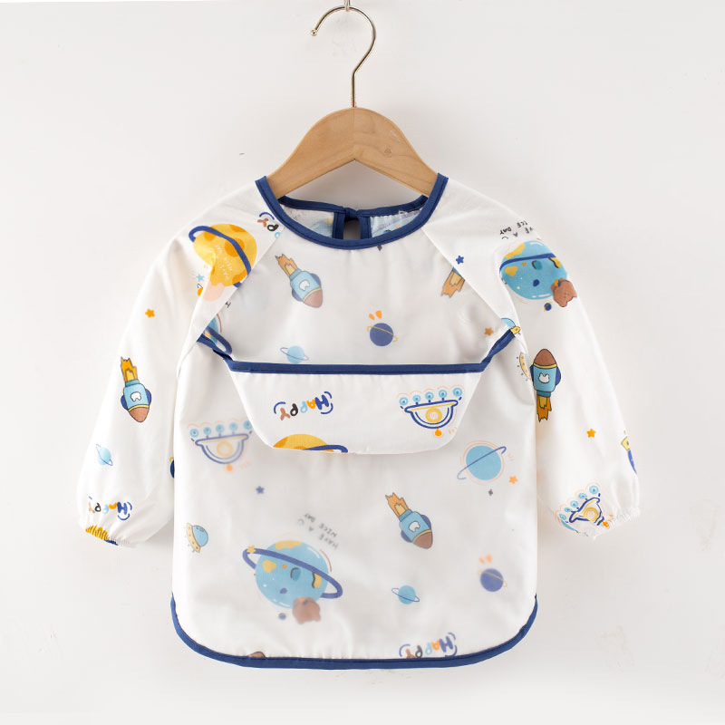 Baby Kids Toddler Long Sleeve Scarf Waterproof Art Smock Feeding Bib Apron Pocket Infant Boys Girls Burp Cloth Bandana Bibs: 8