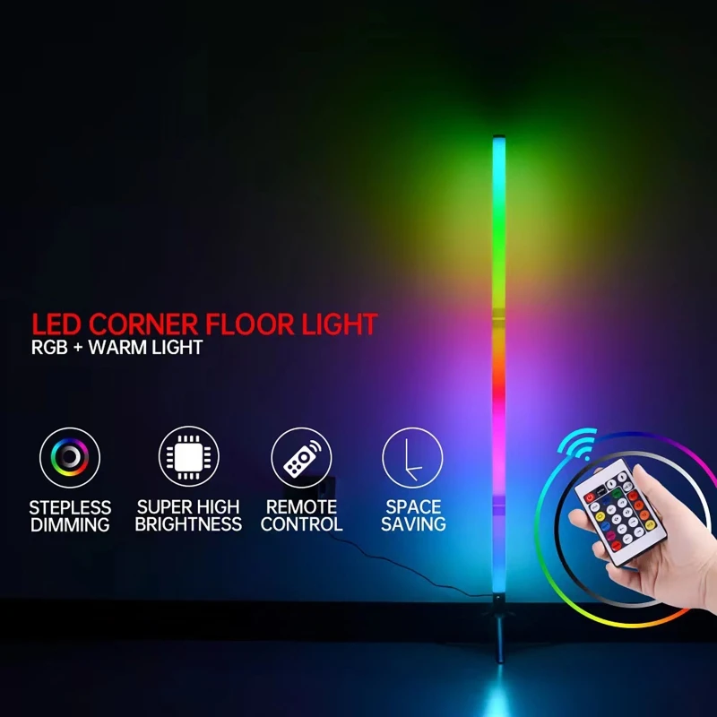 Led gulvlampe til stue rgb+ww+cw til rumdekoration usb strømforsyning nordiske huse dekoration lange stueetagelamper