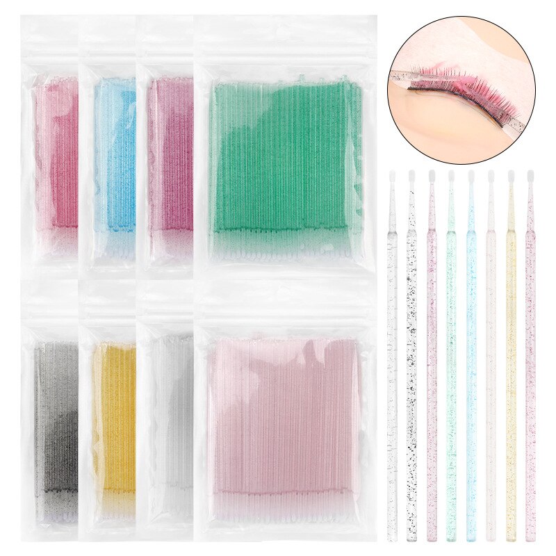 100 Pcs MicroBrush di cristallo usa e getta ciglia individuali rimozione tampone Micro pennello per le donne estensione ciglia strumenti pennello trucco