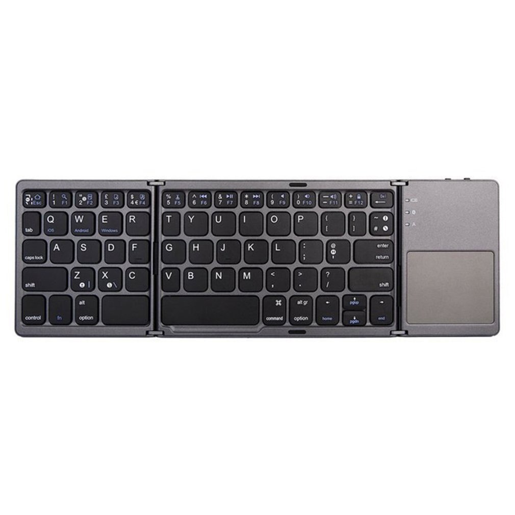 Mini Compact Triple Folding Keyboard Portable Cool Wireless Phone Tablet Keyboard With Mouse Touchpad