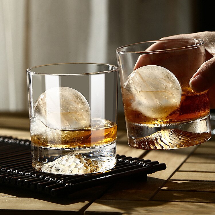 2Pcs Iceberg Whiskey Glass Bottom Raised Ice Mountain Rock Whisky Tumbler Party Bar Drinkware Accessories