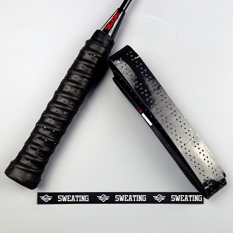 Raquette de Badminton Grip bande raquette à tricoter canne à pêche poignée perforée anti-dérapant absorbant la sueur: Knitting Grip Tape  Black