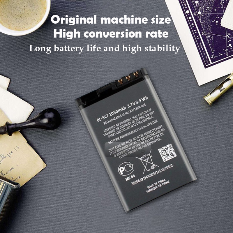 3.7v 1050 mah bl -5ct bl5ct genopladeligt telefonbatteri til nokia 3720 5220 5220xm 6303i 6750 6330 6303i c5 c5-02 c5-00i c5-00