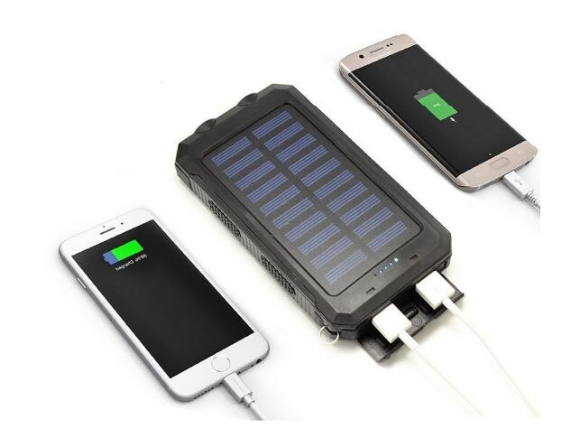Cargador de batería solar portátil GGX ENERGY 8000mah para teléfono exterior, brújula de Camping + polvo/agua + luz LED + 2 salidas xUSB