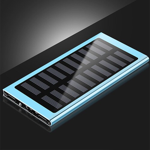 50000Mah Solar Snelle Oplader Voor Fietsen, Wandelen, Fietsen, Vissen, Mobiele Power, 2USB Digitale Display Outdoor Externe Batterij: blue