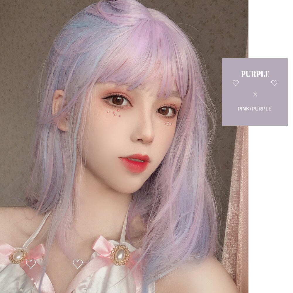 LANLAN wig female short hair straight hair net red natural Lolita