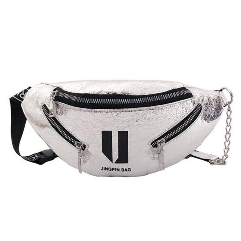 Wide Shoulder Strap Women Chest Bag Messenger Bag Dumpling Type Chain Bag Ladis Crossbody Bag Outdoor Shoulder Bag: Silver